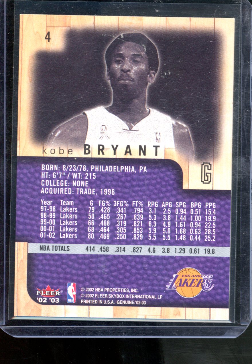 2002-03 FLEER GENUINE KOBE BRYANT #4