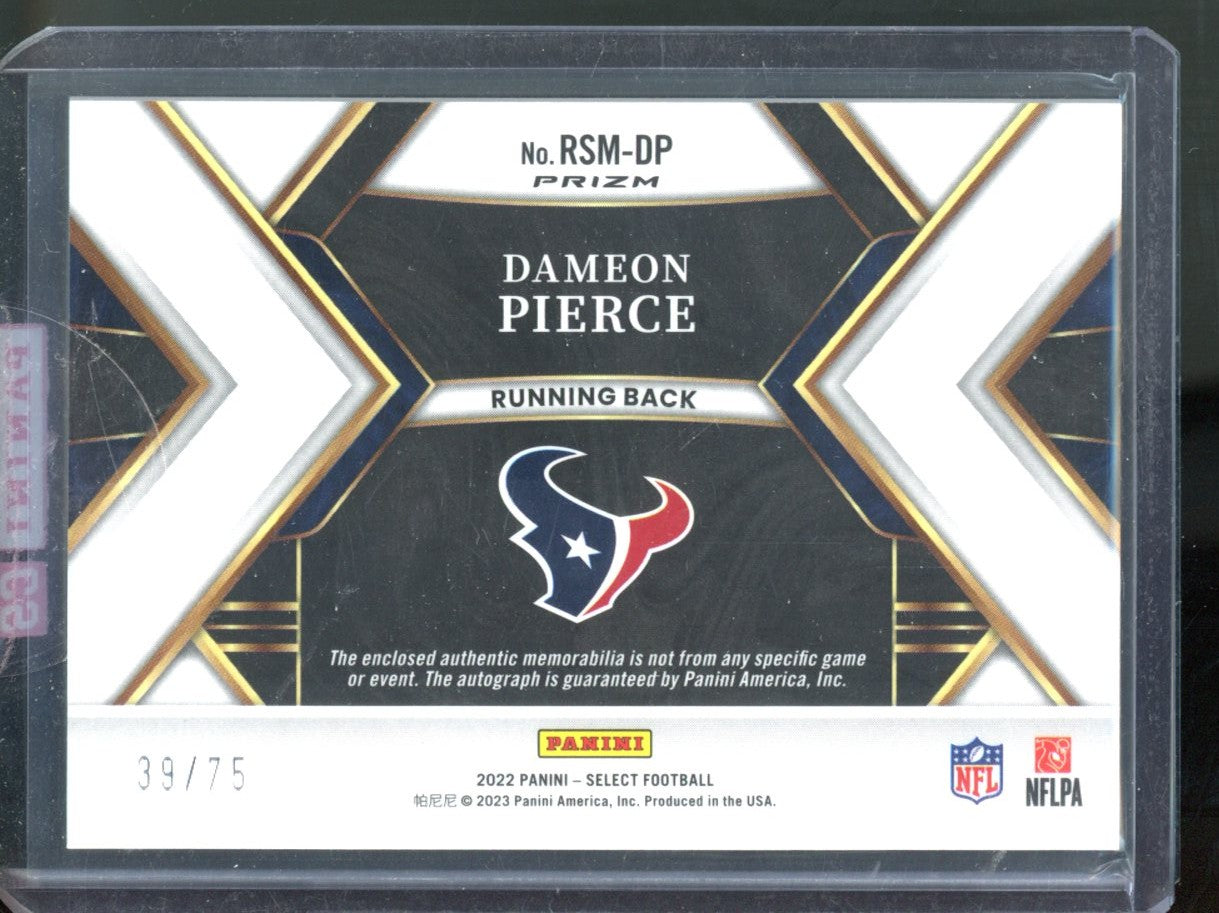 2022 Panini Select DAMEON PIERCE RC Jersey Prizm RPA /75