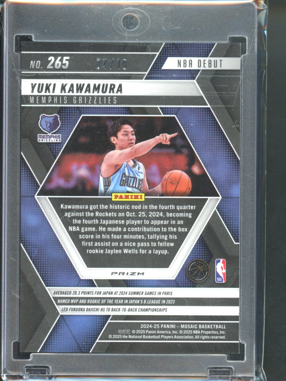 2024-25 Mosaic #265 Yuki Kawamura NBA Debut Rookie Spectris Gold FOTL /10