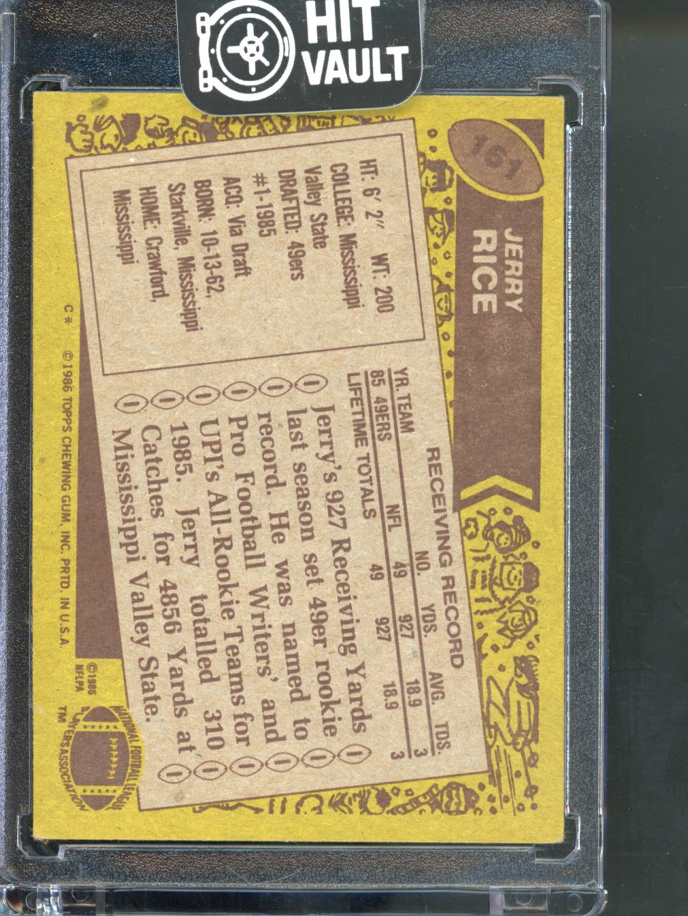 1986 Topps - Jerry Rice #161 C* on Copyright Line (RC) normal wear check corners