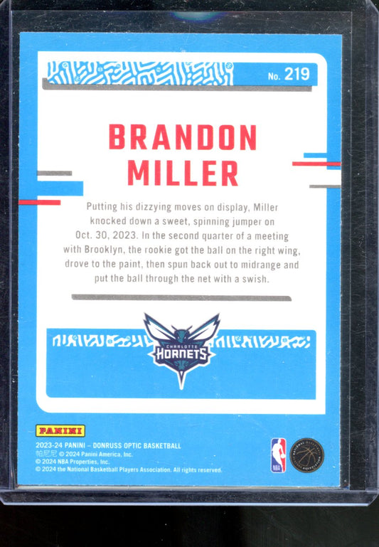 2023-24 PANINI DONRUSS OPTIC RATED ROOKIE BRANDON MILLER #219