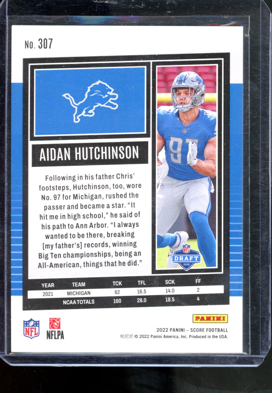 2022 PANINI SCORE AIDAN HUTCHINSON ORANGE LAVA ROOKIE /599