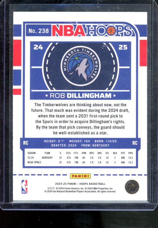 2024-25 PANINI HOOPS ROB DILLINGHAM ROOKIE #238