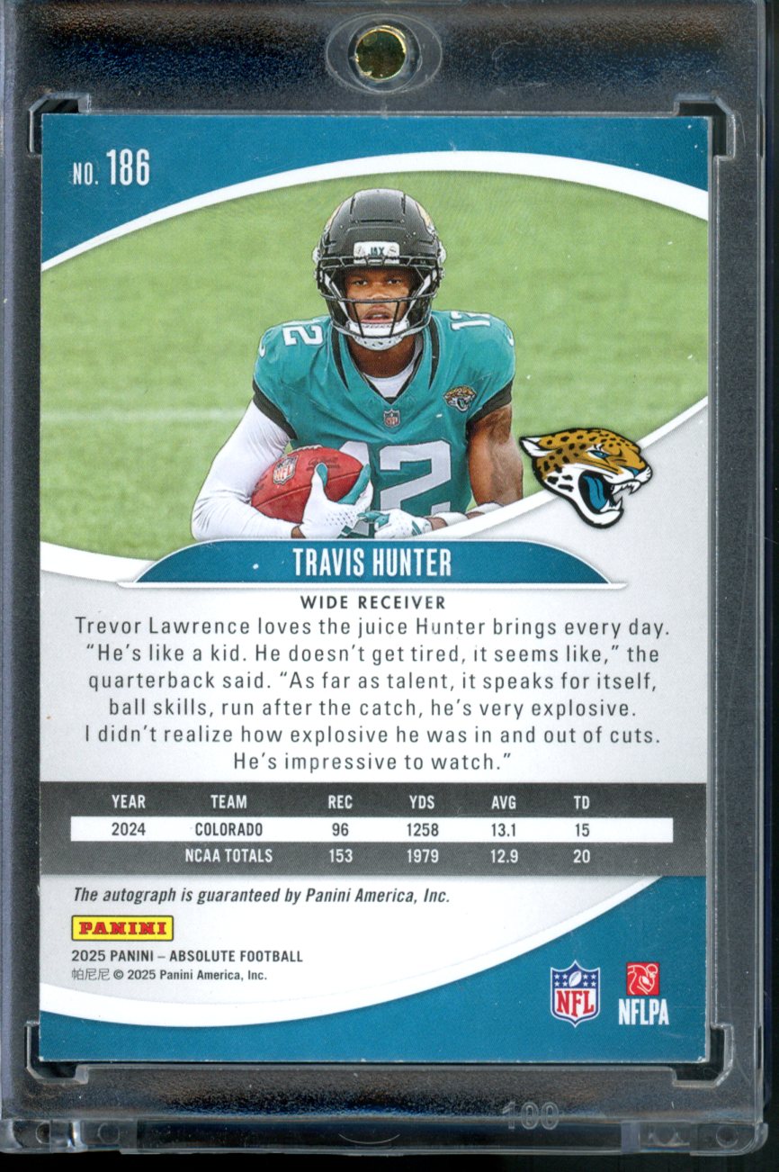 2025 PANINI ABSOLUTE TRAVIS HUNTER ROOKIE AUTO /299 #186