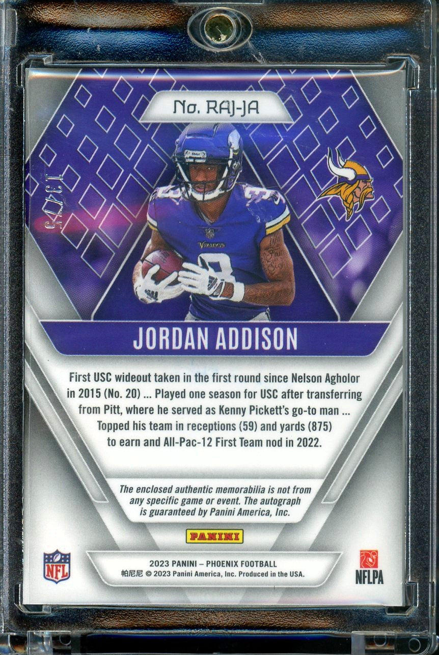 2023 PANINI PHOENIX JORDAN ADDISON RPA PRIME YELLOW /75 #RAJ-JA