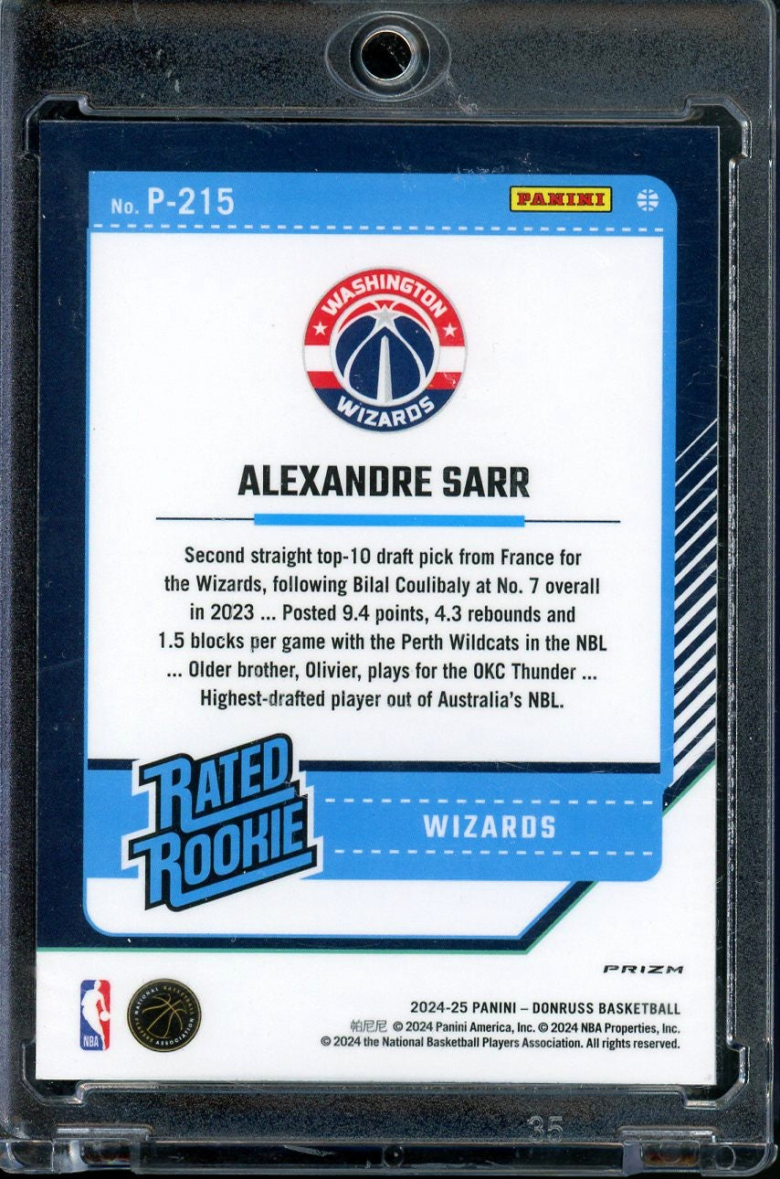2024-25 PANINI DONRUSS OPTIC ALEXANDRE SARR RATED ROOKIE PREVIEW BLUE CRACKED ICE