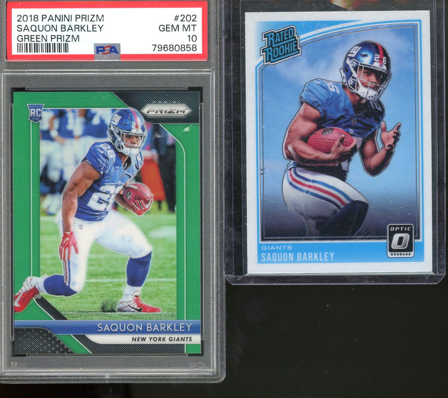 Featured Bundle: Both Saquon Barkley Slab and Raw Rookie Card