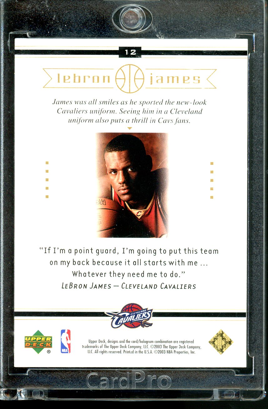 2003 UPPER DECK LEBRON JAMES WINNING AND ABLE #12 RC