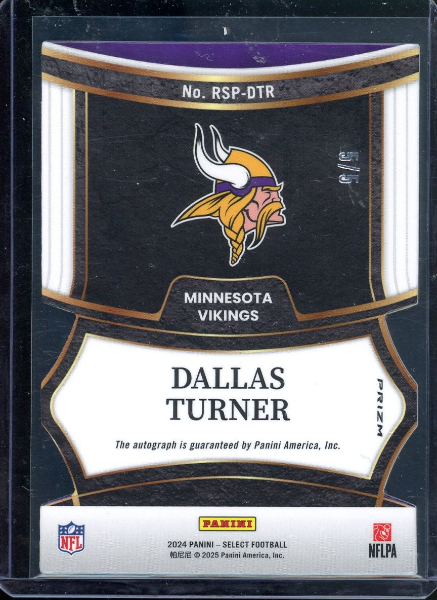 2024 PANINI SELECT DALLAS TURNER ROOKIE GREEN DIE-CUT AUTO /5