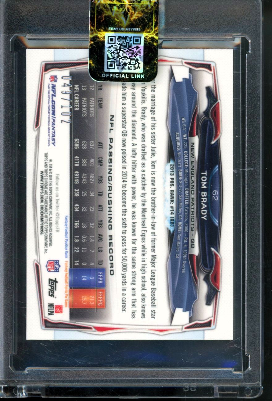 2014 Topps Chrome Tom Brady (blue jersey variation) Mini Pulsar Mini /102 #62