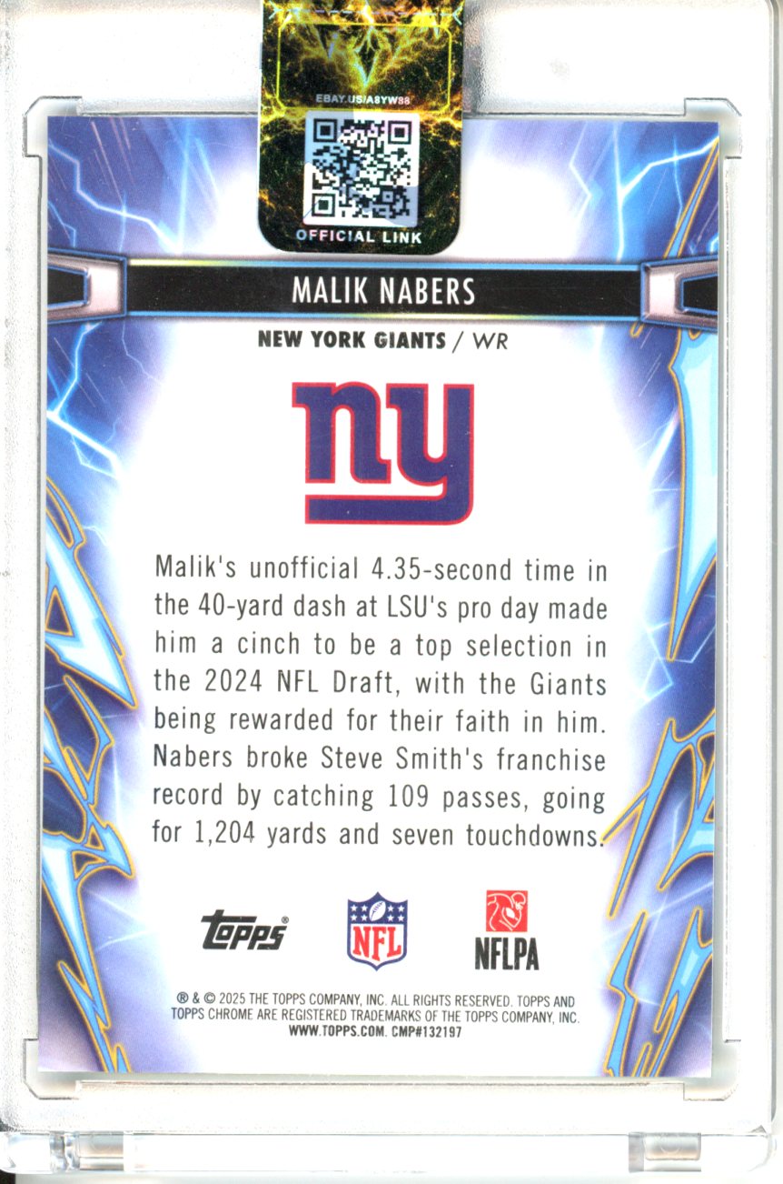 Topps 2024 Chrome Malik Nabers NY Giants Lightspeed LS-33 Green /75