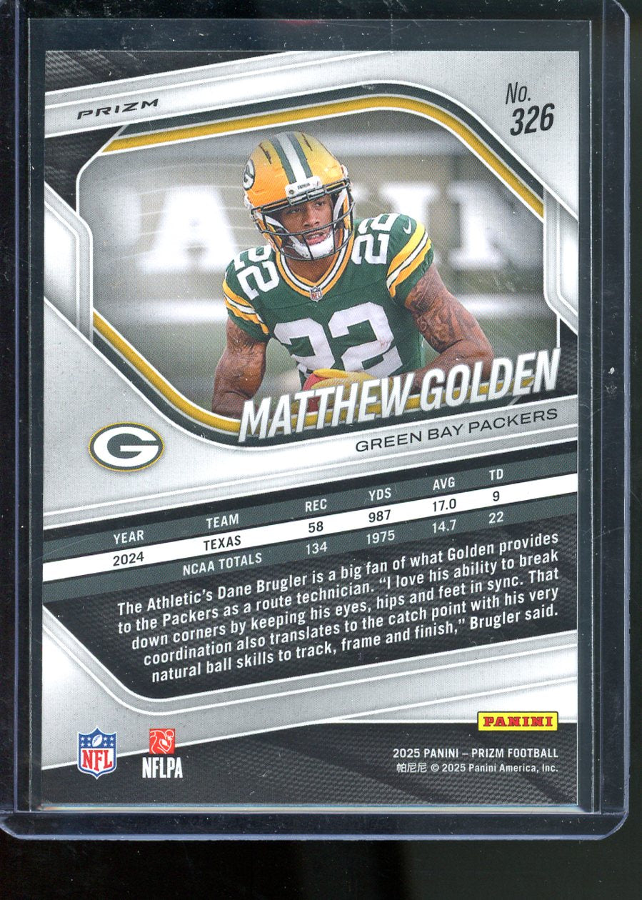 2025 PANINI PRIZM MATTHEW GOLDEN WHITE DISCO RC #326