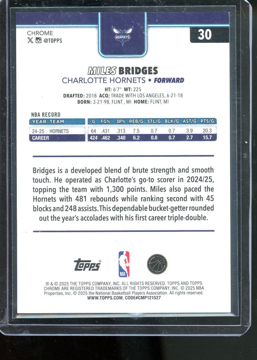 2025 TOPPS CHROME MILES BRDGES SAPPHIRE GOLD /50 1ST ON THE PRINT