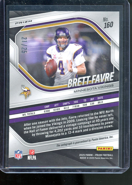 2025 PANINI PRIZM BRETT FAVRE BLUE SHIMMER AUTO /25 FOTL