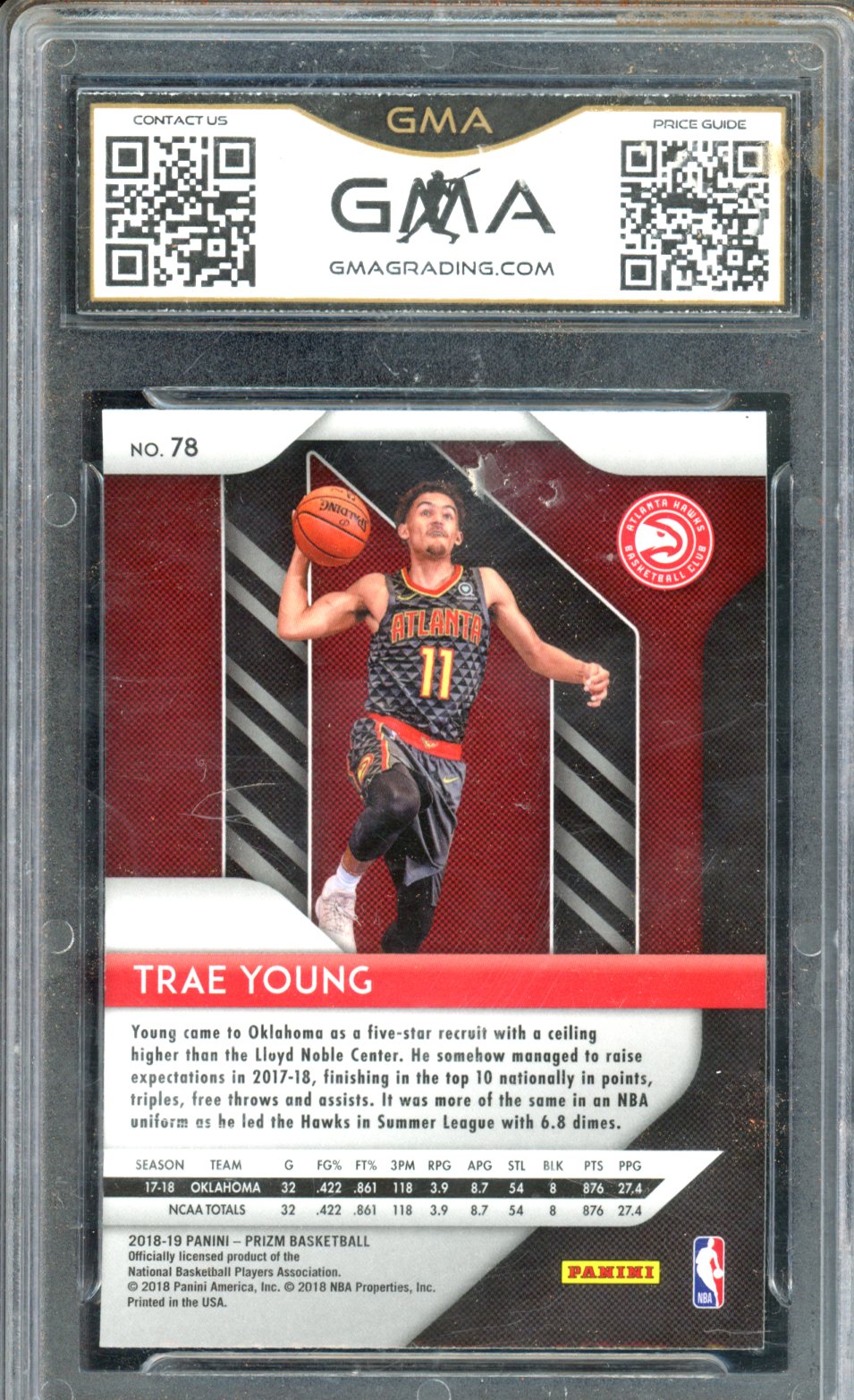 2018 PANINI PRIZM TRAE YOUNG ROOKIE GMA 10
