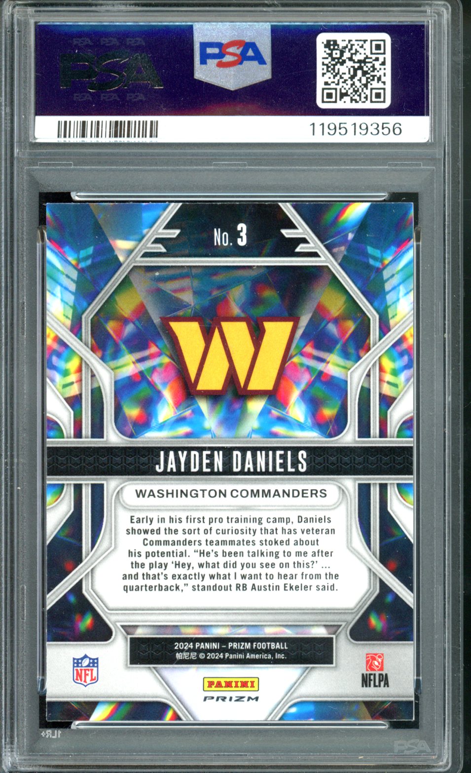 2024 PRIZM JAYDEN DANIELS PRIZMATIC ROOKIE GREEN PSA 10