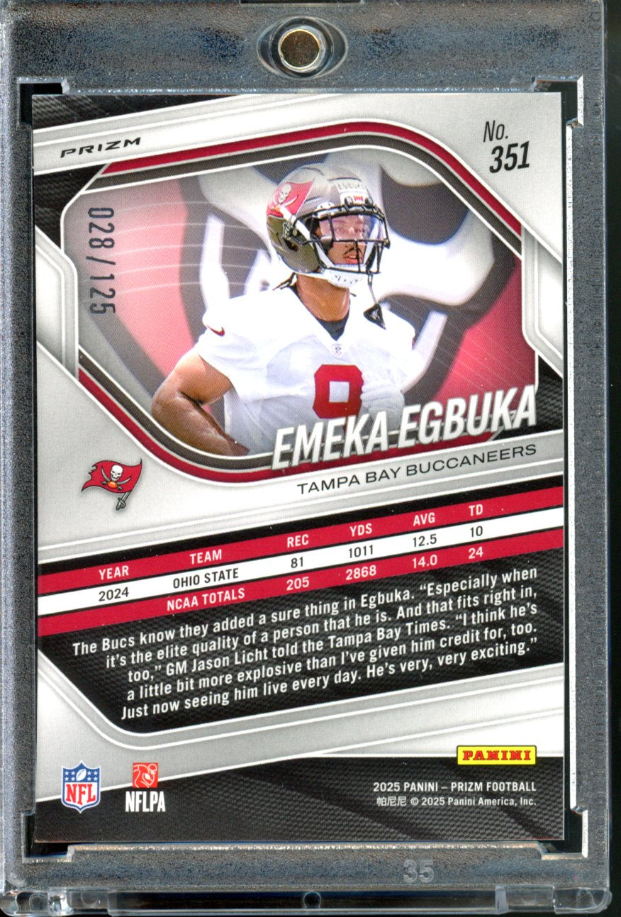 2025 PANINI PRIZM EMEKA EGUKA ROOKIE NO HUDDLE BLUE /125