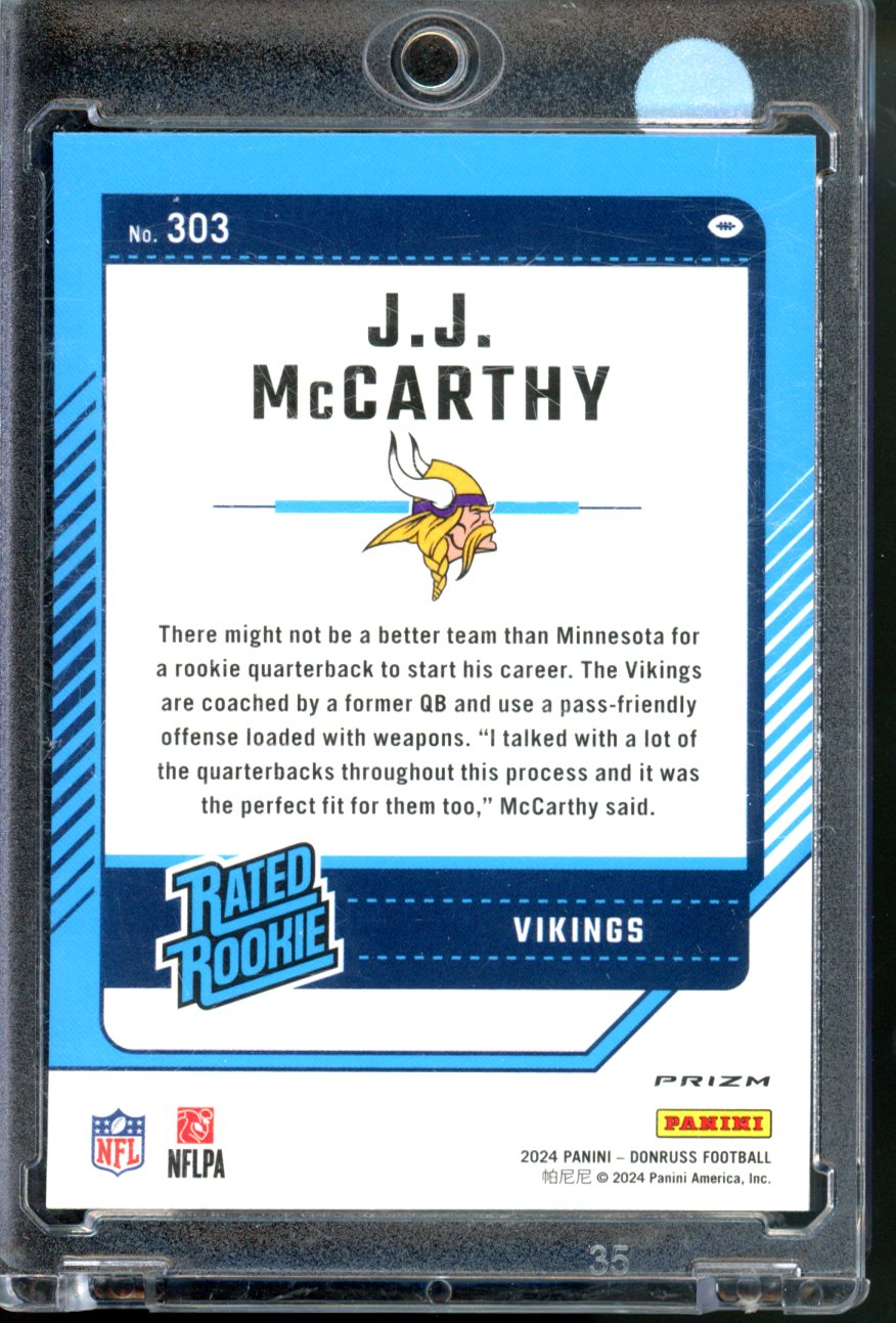 2024 PANINI DONRUSS J.J. MCCARTHY OPTIC PREVIEW PINK RATED ROOKIE