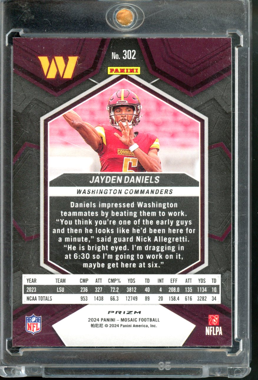2024 PANINI MOSAIC JAYDEN DANIELS ROOKIE REACTIVE BLUE PRIZM #302
