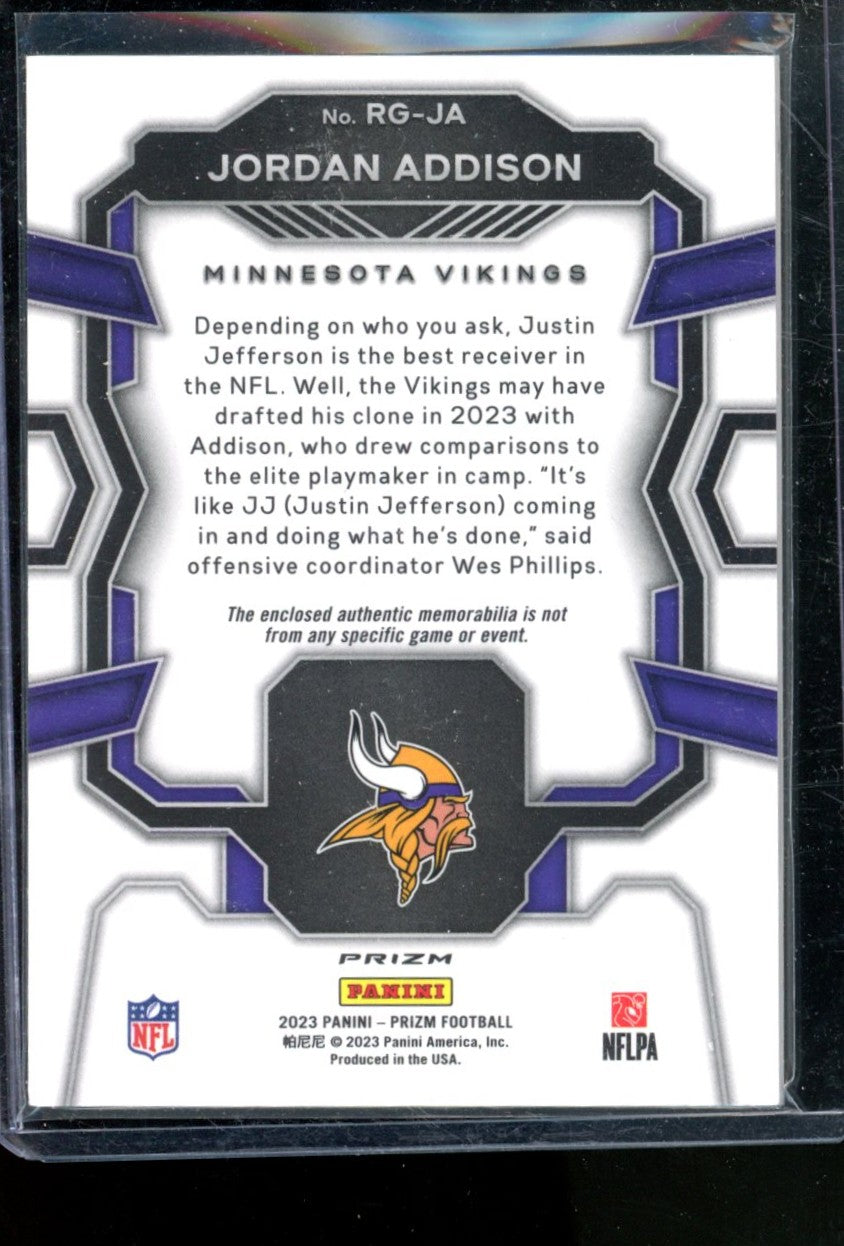 2023 PANINI PRIZM JORDAN ADDISON ROOKIE GEAR GREEN PULSAR