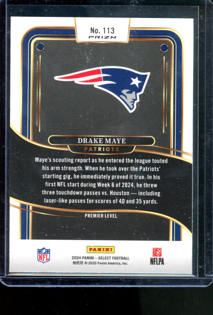 2024 PANINI SELECT FOOTBALL DRAKE MAYE RC BLACK & RED SHOCK PRIZM PREMIER LEVEL