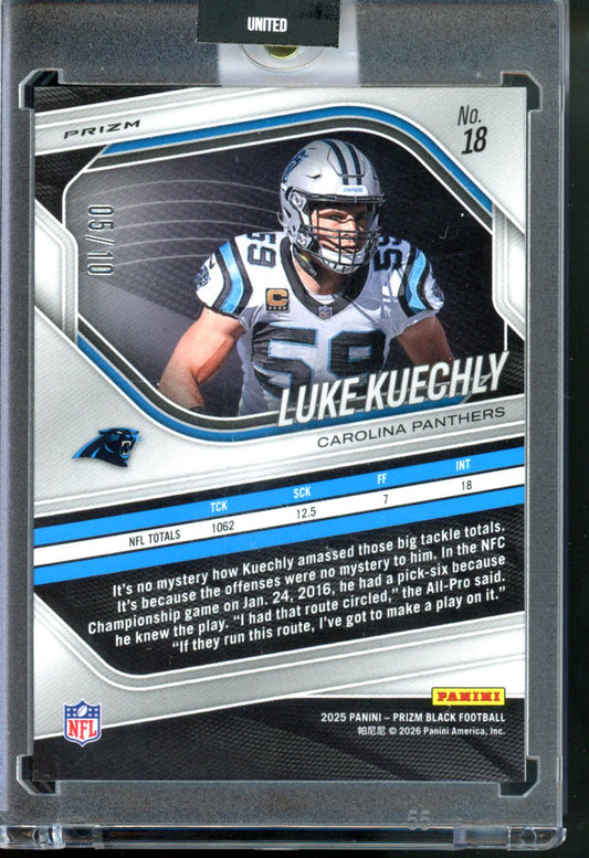 2025 PANINI PRIZM BLACK FOTL LUKE KUECHLY GOLD SHIMMER /10