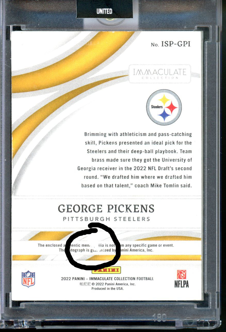 *SEE DESCRIPTION!!! 2022 PANINI IMMACULATE COLLECTION GEORGE PICKENS DUAL PATCH RPA /99