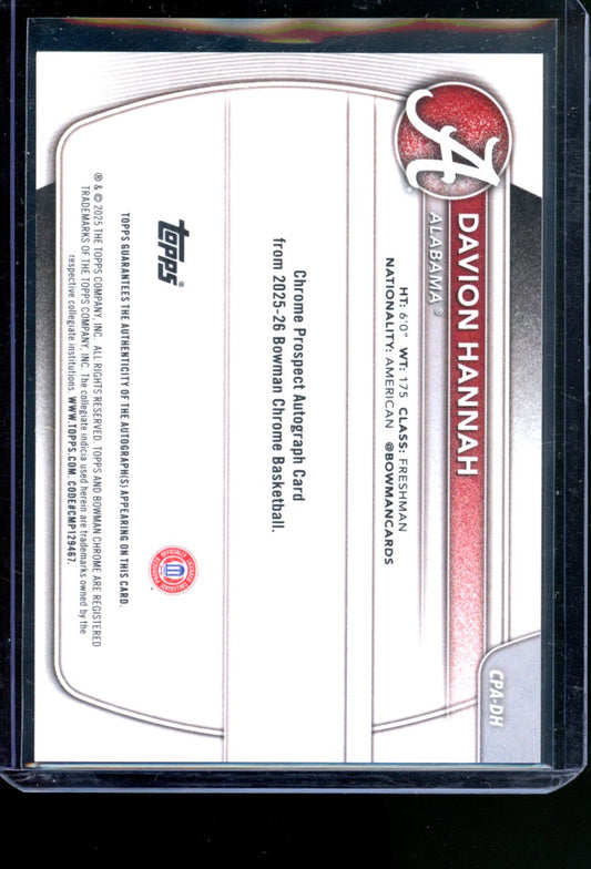 2025 TOPPS BOWMAN U CHROME 1ST BOWMAN DAVION HANNAH BLUE XFRACTOR AUTO /150