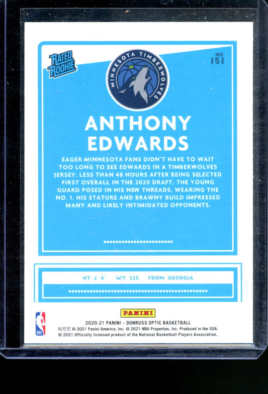 2020-21 PANINI DONRUSS OPTIC ANTHONY EDWARDS RATED ROOKIE BASE #151