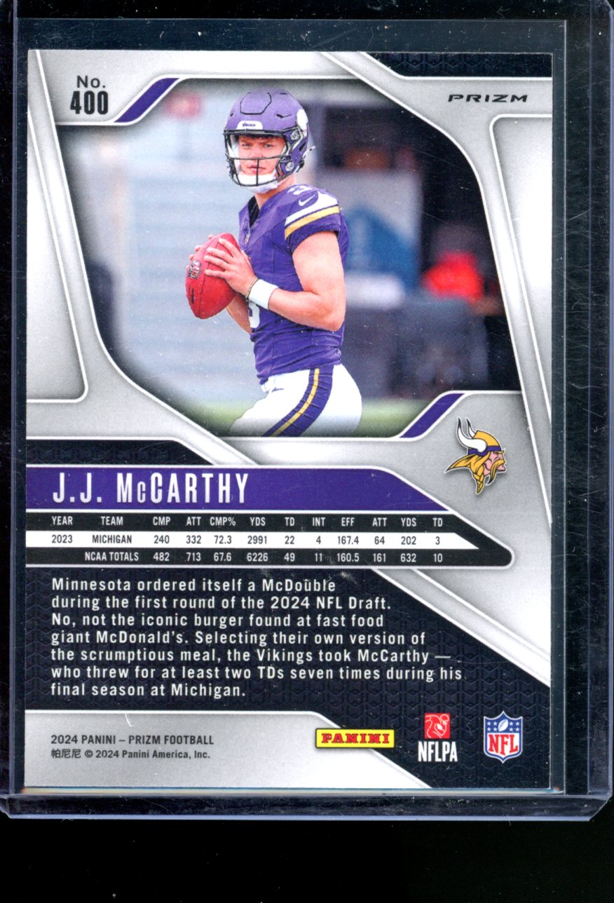 2024 PANINI PRIZM J.J. MCCARTHY ORANGE DISCO ROOKIE