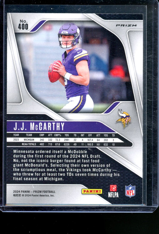 2024 PANINI PRIZM J.J. MCCARTHY ORANGE DISCO ROOKIE