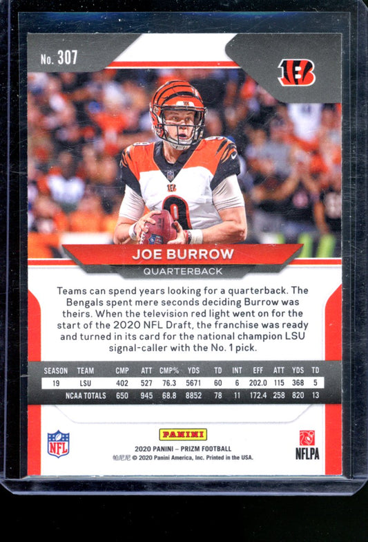 2020 PANINI PRIZM JOE BURROW ROOKIE BASE #307