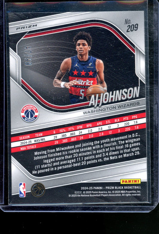 2024-25 PANINI PRIZM BLACK AJ JOHNSON RC PURPLE PRIZM /99