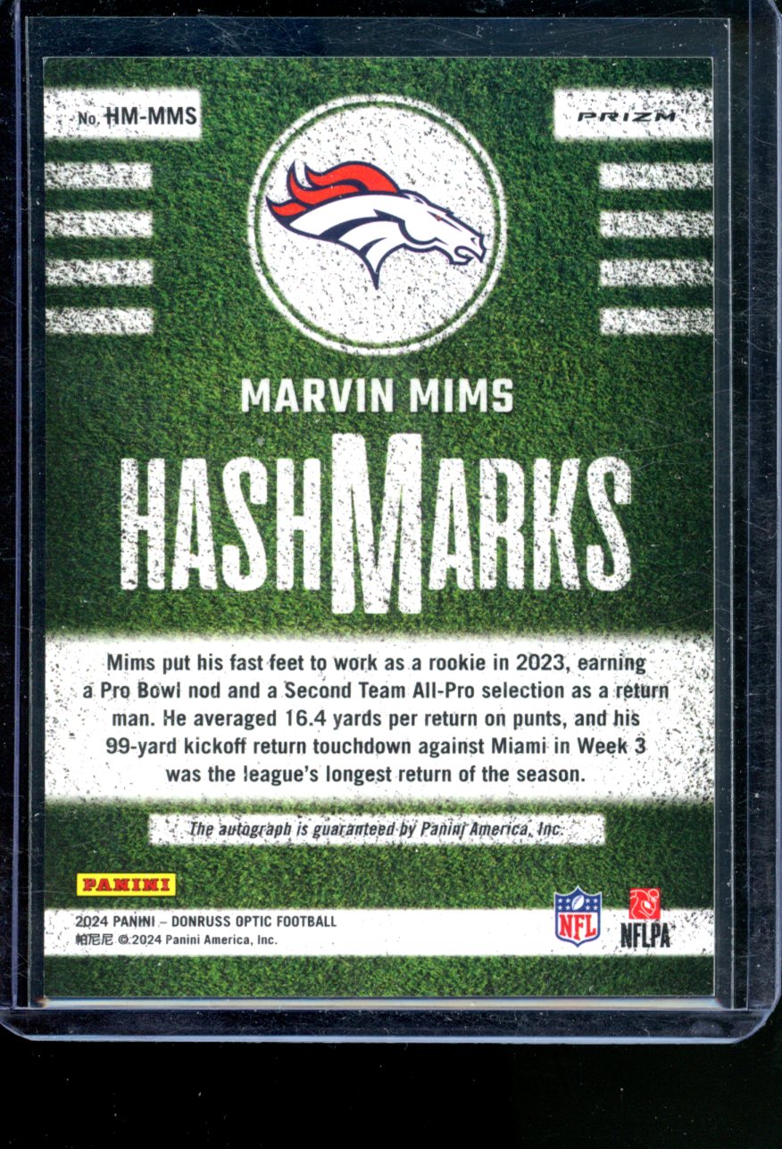 2024 PANINI DONRUSS OPTIC MARVIN MIMS HASHMARKS PRIZM AUTO