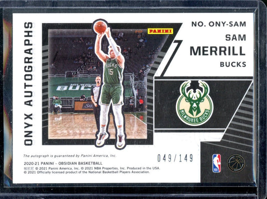 2020-21 PANINI OBSIDIAN SAM MERRILL ONYX AUTOGRAPHS /149 #ONY-SAM