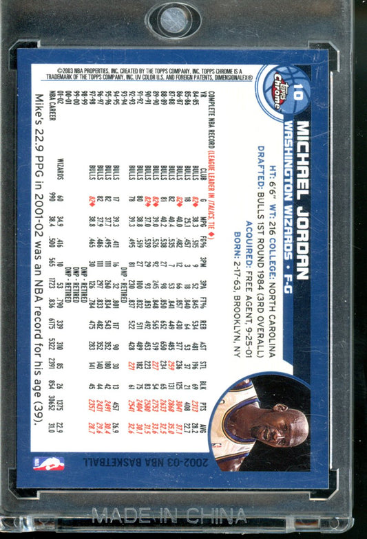 2002-03 TOPPS CHROME MICHAEL JORDAN BASE WASHINGTON WIZARDS HOF