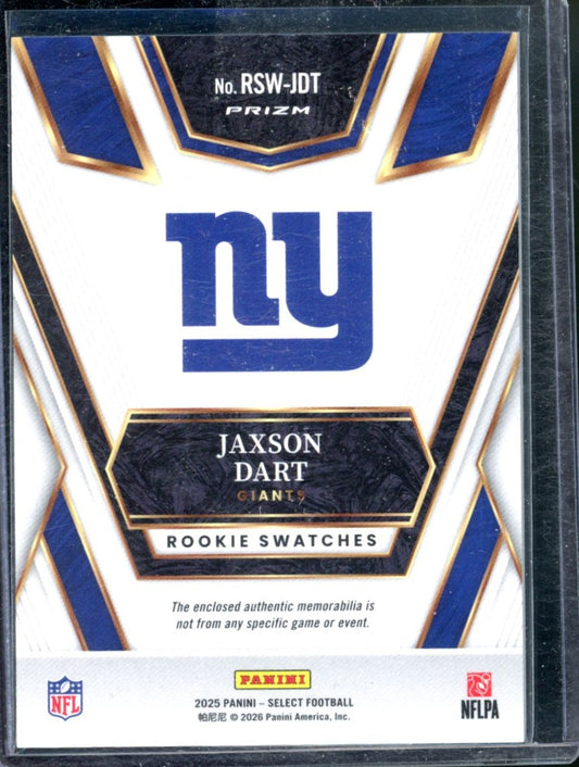 2025 PANINI SELECT JAXSON DART RED PRIZM ROOKIE SWATCHES PATCH COLOR MATCH