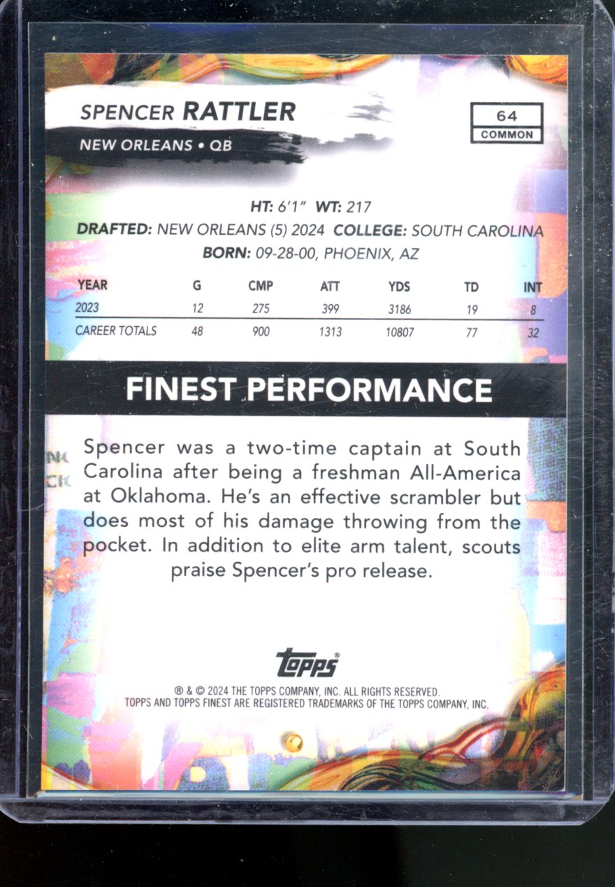 2024 TOPPS FINEST SPENCER RATTLER RC GOLD REFRACTOR /50