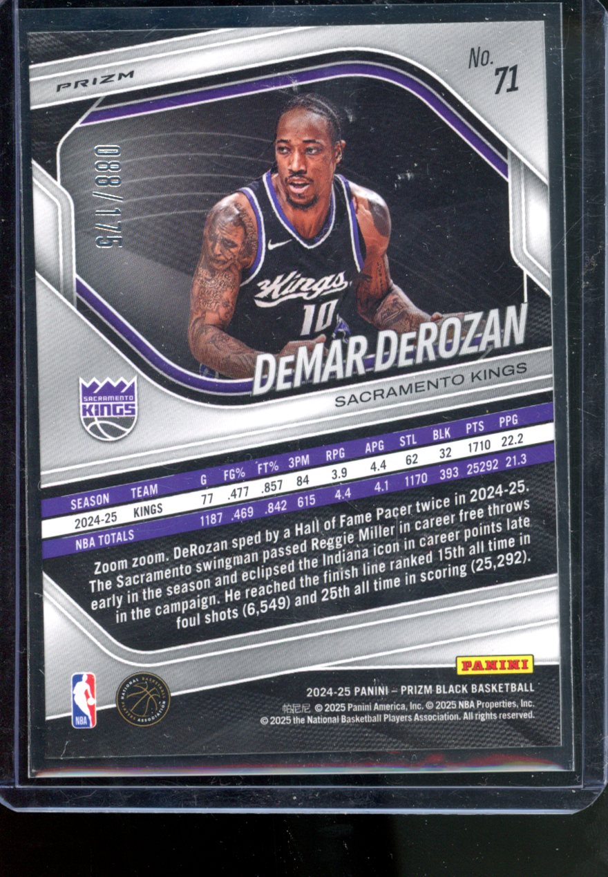 2024-25 PANINI PRIZM BLACK DEMAR DEROZAN WHITE PRIZM /175