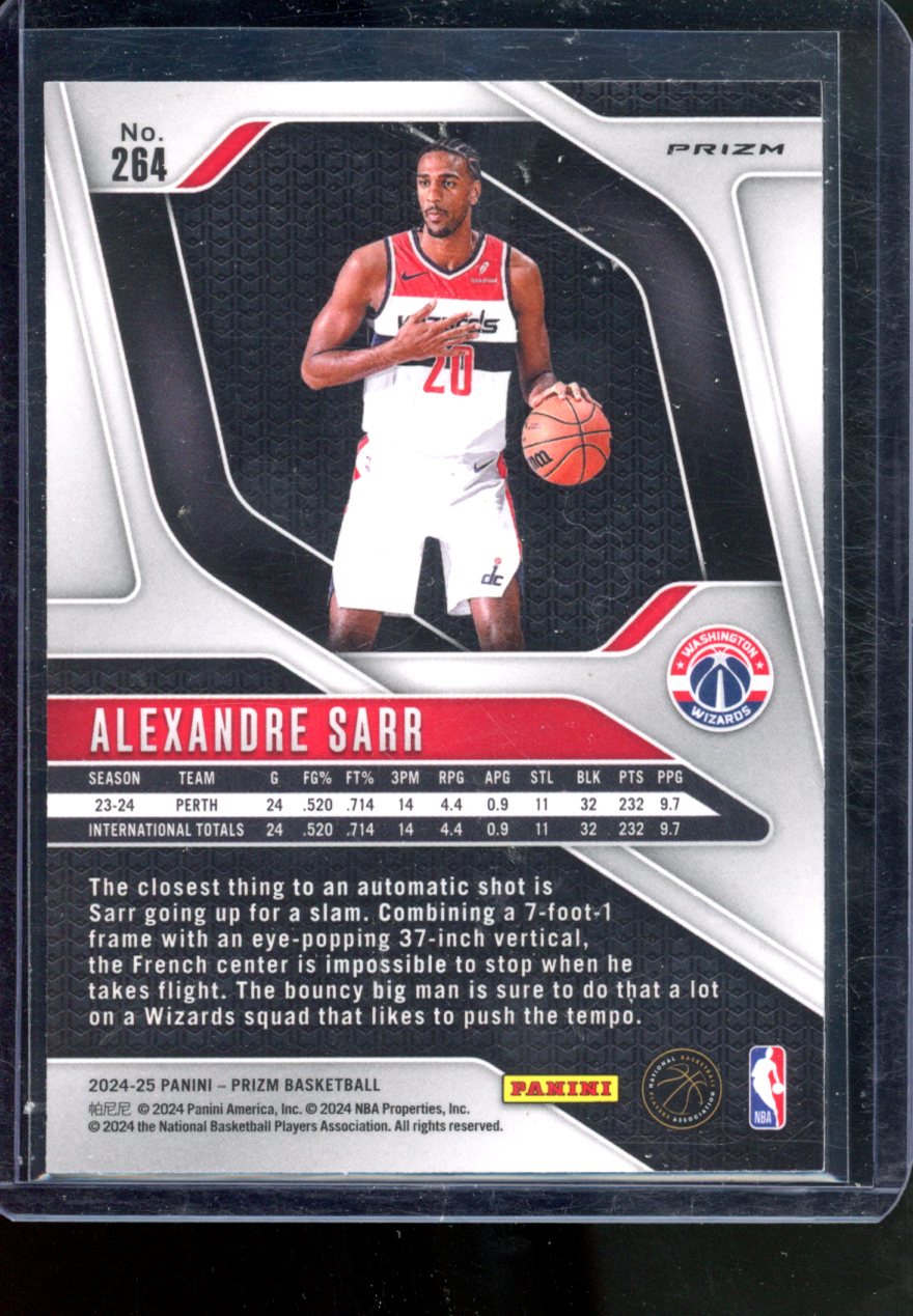 2024-25 PANINI PRIZM ALEXANDRE SARR SILVER ROOKIE PRIZM #264