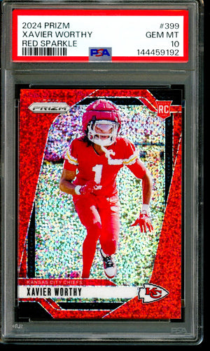 2024 Panini Prizm #399 Xavier Worthy Red Sparkle PSA 10