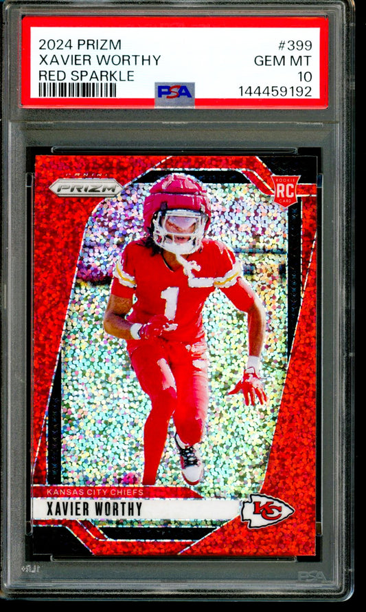 2024 Panini Prizm #399 Xavier Worthy Red Sparkle PSA 10