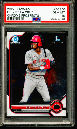 2022 BOWMAN CHROME PROSPECTS #BCP50 ELLY DE LA CRUZ RC PSA 10
