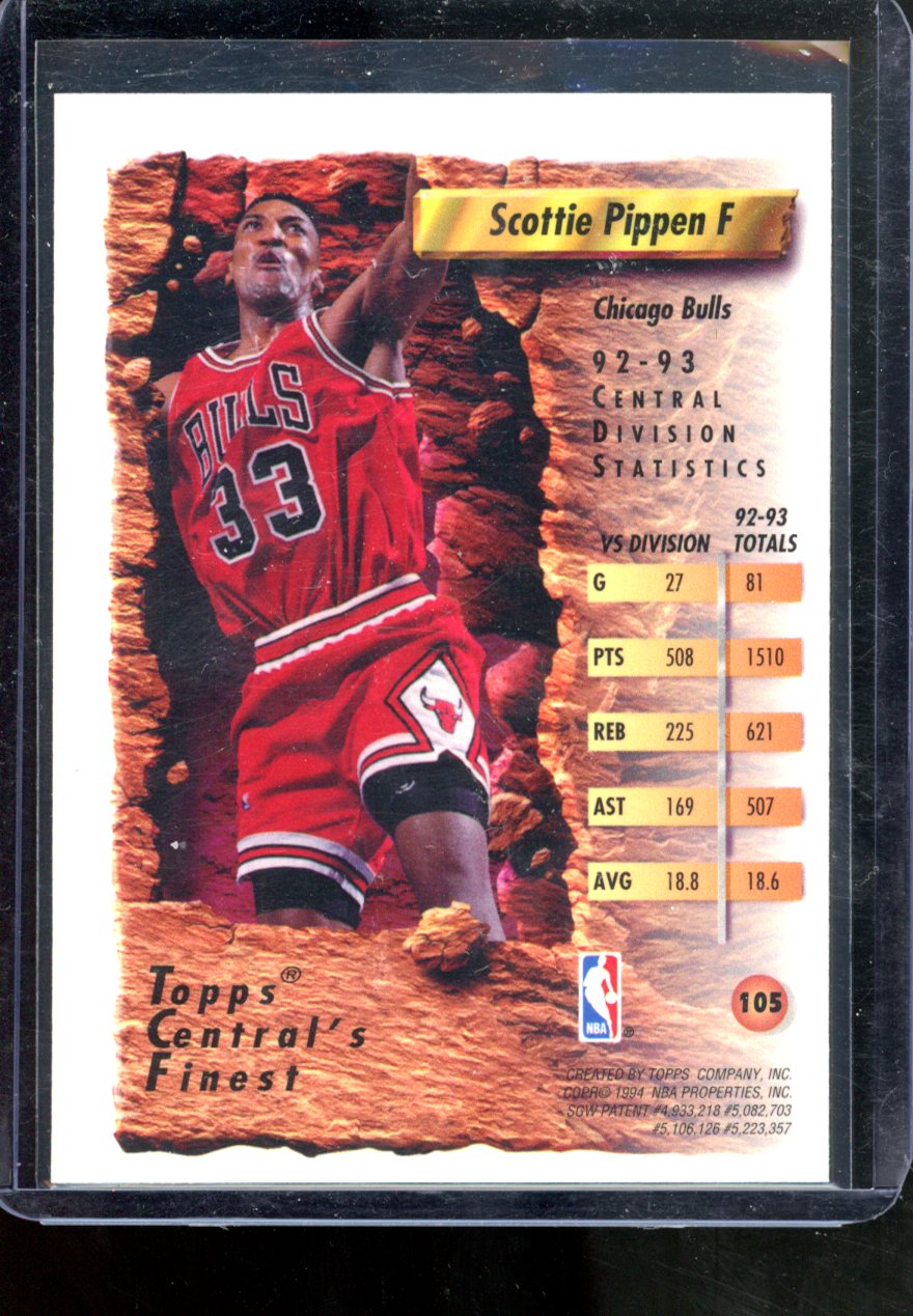 1992-93 TOPPS CENTRALS FINEST SCOTTIE PIPPEN #105 HOF BULLS