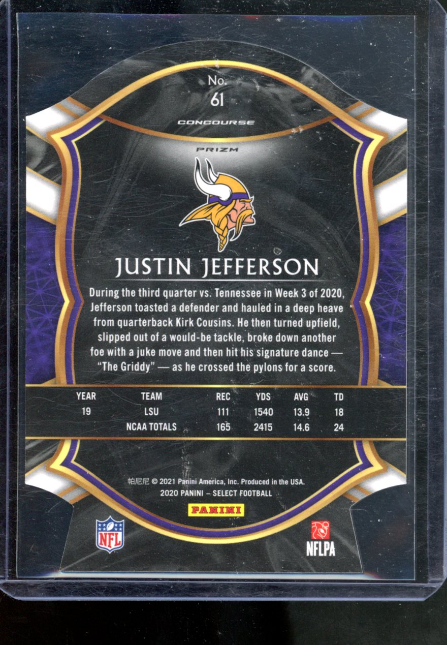 2020 PANINI SELECT JUSTIN JEFFERESON ROOKIE DIE-CUT MAROON PRIZM CONCOURSE