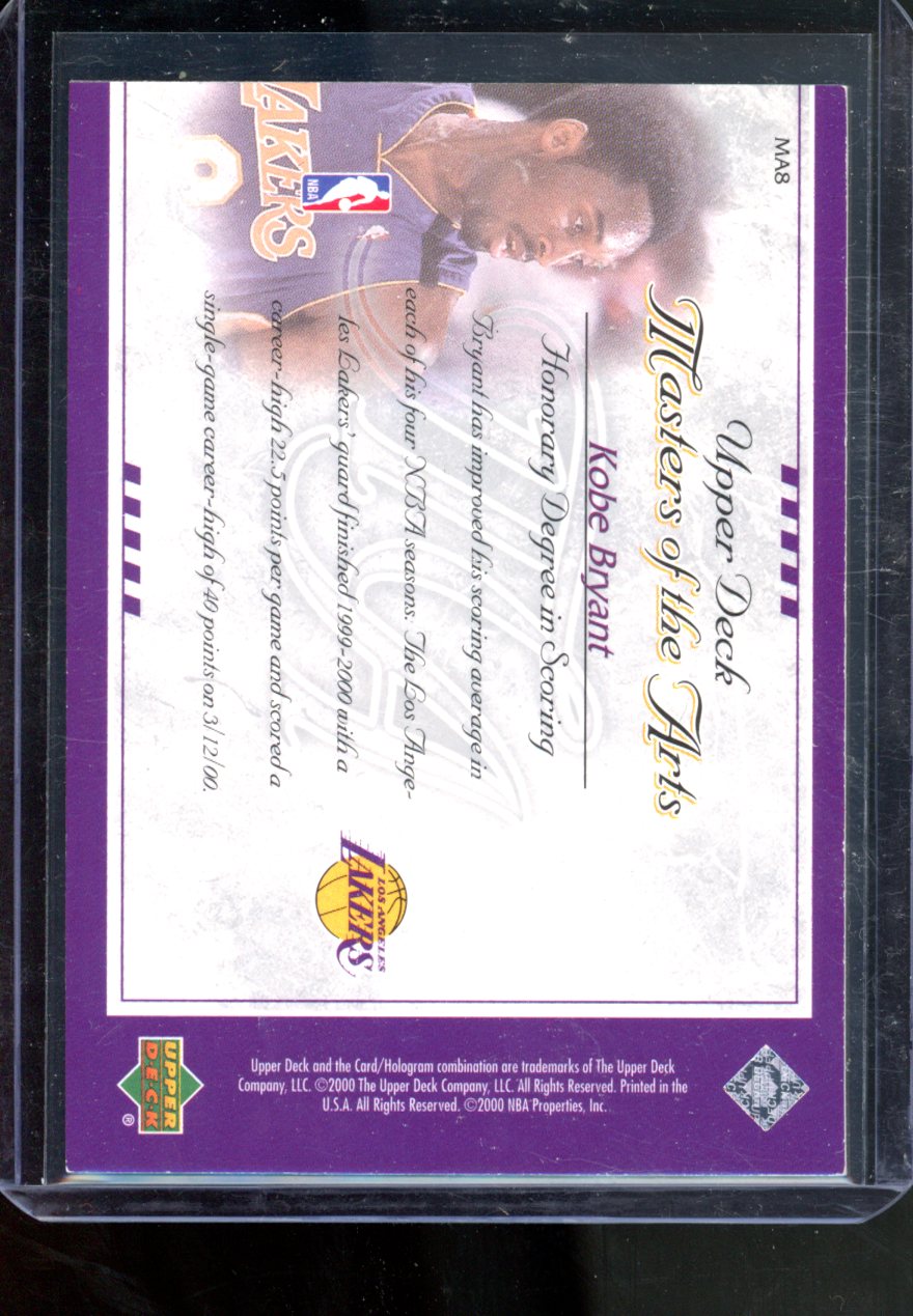 2000 Upper Deck Masters of the Arts Kobe Bryant MA8 Insert Los Angeles Lakers