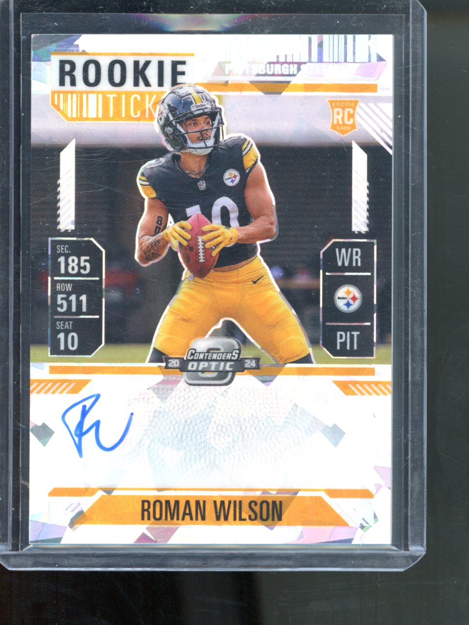 2024 PANINI OPTIC CONTENDERS ROMAN WILSON ROOKIE TICKET CRACKED ICE AUTO /22