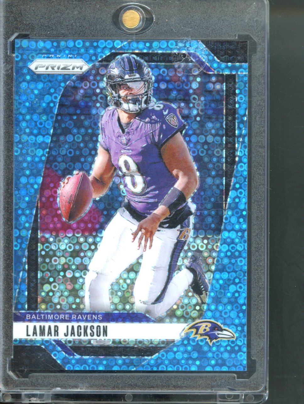 2024 Panini Prizm Lamar Jackson Ravens No Huddle Blue Prizm /99 #19