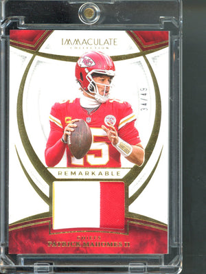2025 Panini Immaculate - Patrick Mahomes Gold Remarkable Jerseys Patch #28/49