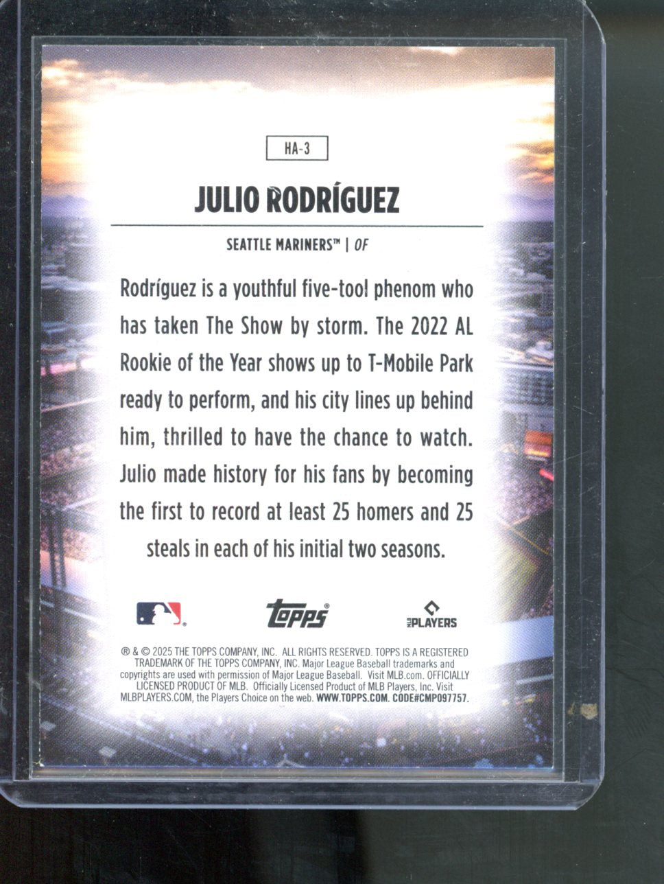 2025 Topps Series 1 - Home Field Advantage Julio Rodriguez #HA-3